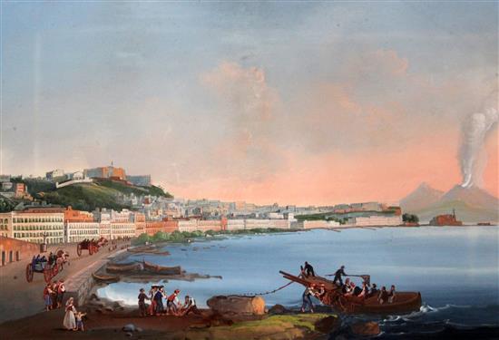 19th century Neapolitan School Views of the Bay of Naples, 11 x 16.5in.